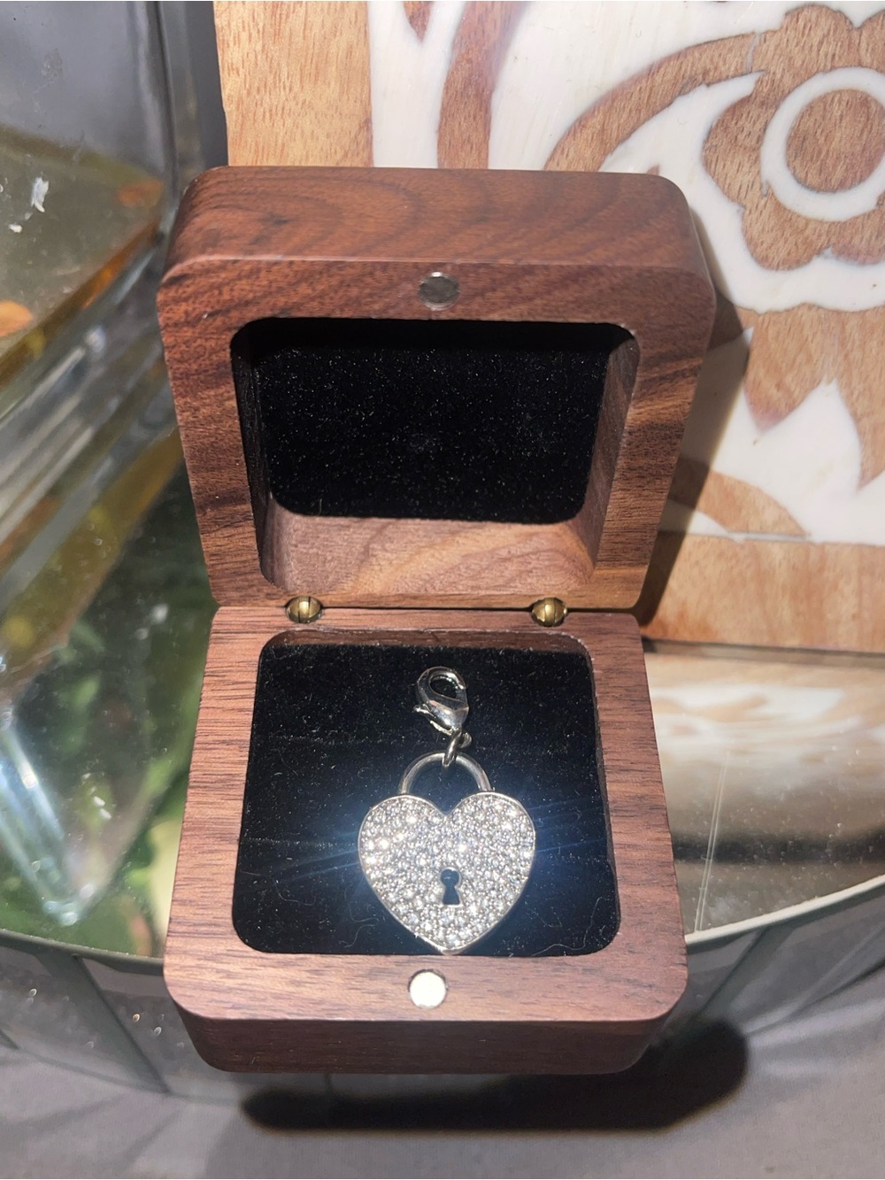 Origami Owl Silver Pave Heart Lock Necklace